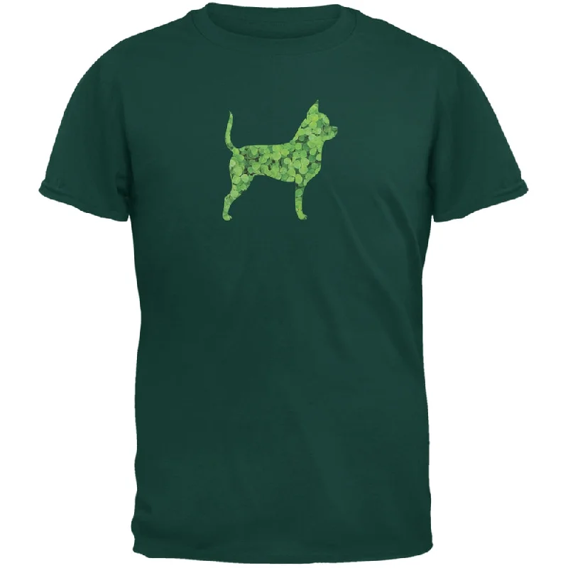 Cultural T-ShirtsSt. Patricks Day - Chihuahuas Shamrock Forest Green Adult T-Shirt