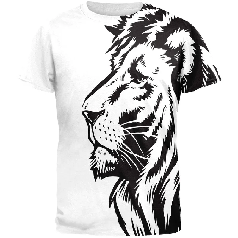 Bamboo T-ShirtsBig Black Lion Side All Over Adult T-Shirt