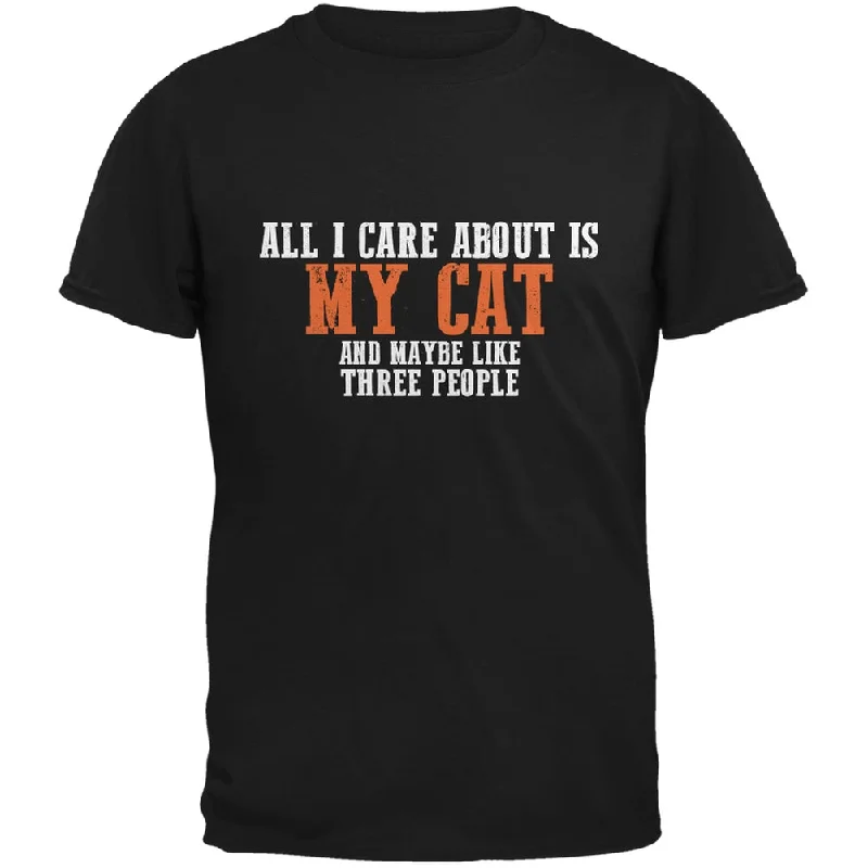 Hunting T-ShirtsSarcastic Care About My Cat Black Adult T-Shirt