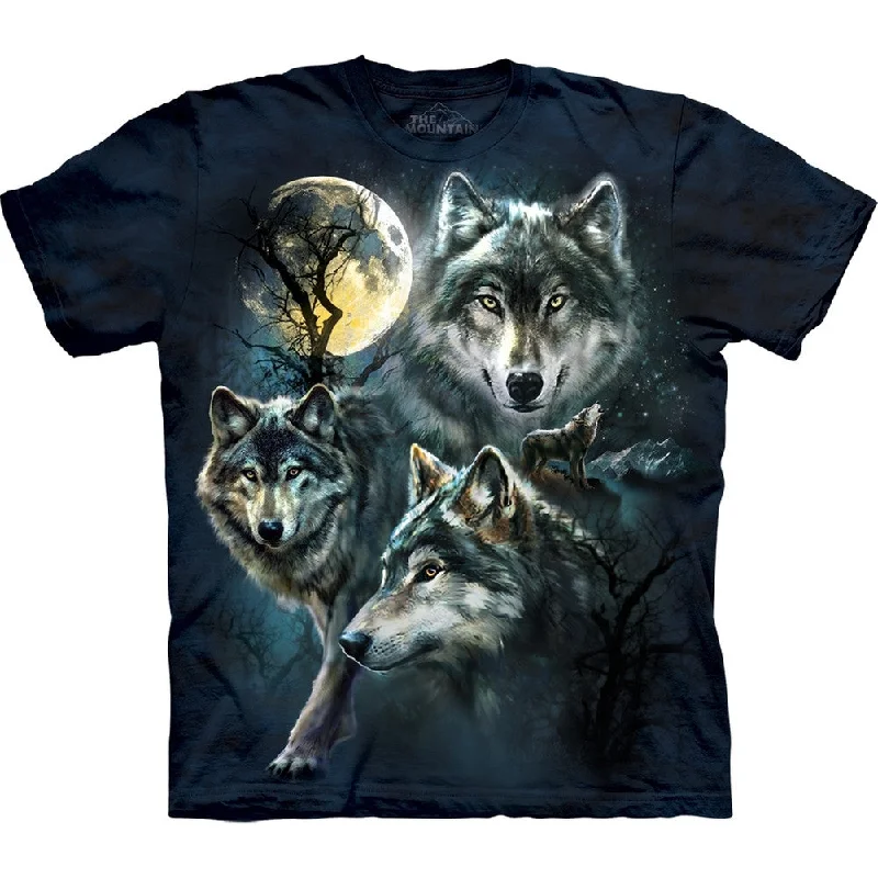 Button-Up T-ShirtsWolves Moon Collage T-Shirt