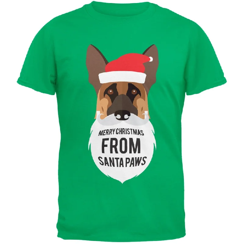 Jersey T-ShirtsGerman Shepard Santa Ugly Christmas Sweater Green T-Shirt