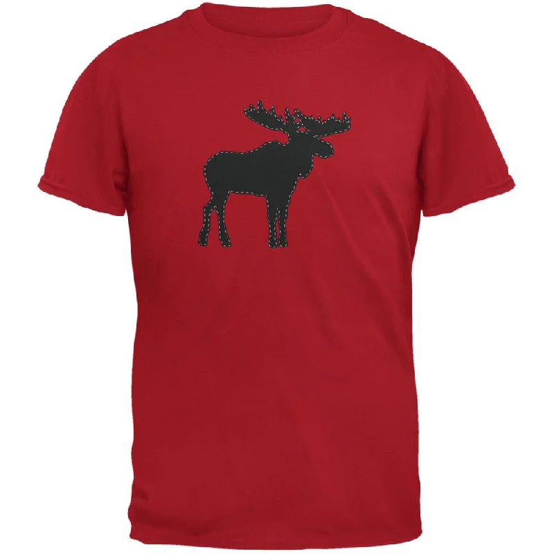 Graphic T-ShirtsMoose Faux Stitched Red Adult T-Shirt