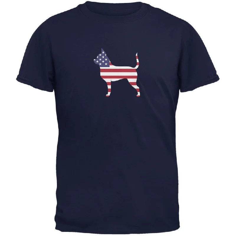 Mesh T-Shirts4th of July Patriotic Dog Chihuahua Navy Adult T-Shirt