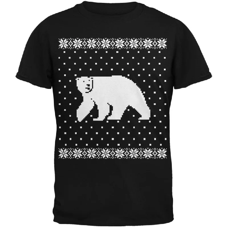 Hunting T-ShirtsBig Polar Bear Ugly Christmas Sweater Black Adult T-Shirt