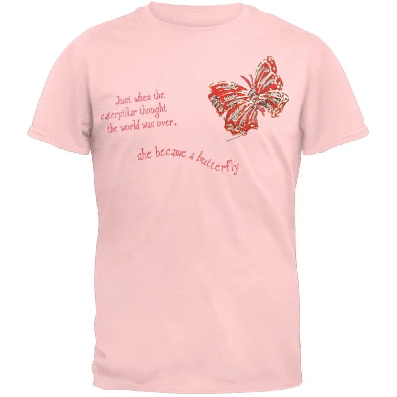 Boat Neck T-ShirtsCaterpillar Becomes A Butterfly Adult T-Shirt