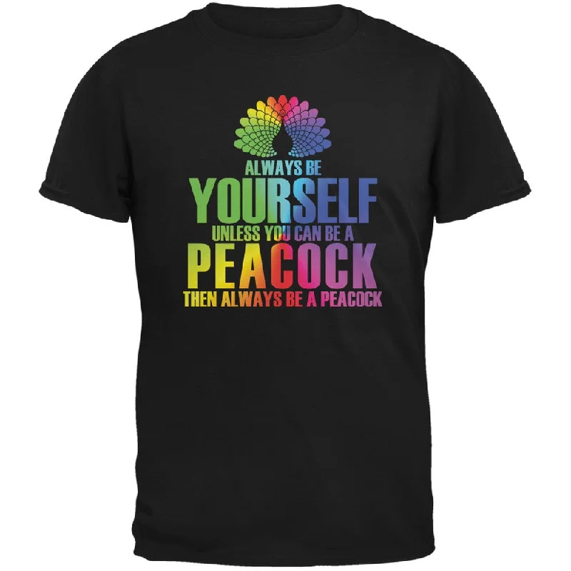 Cotton T-ShirtsAlways Be Yourself Peacock Black Adult T-Shirt