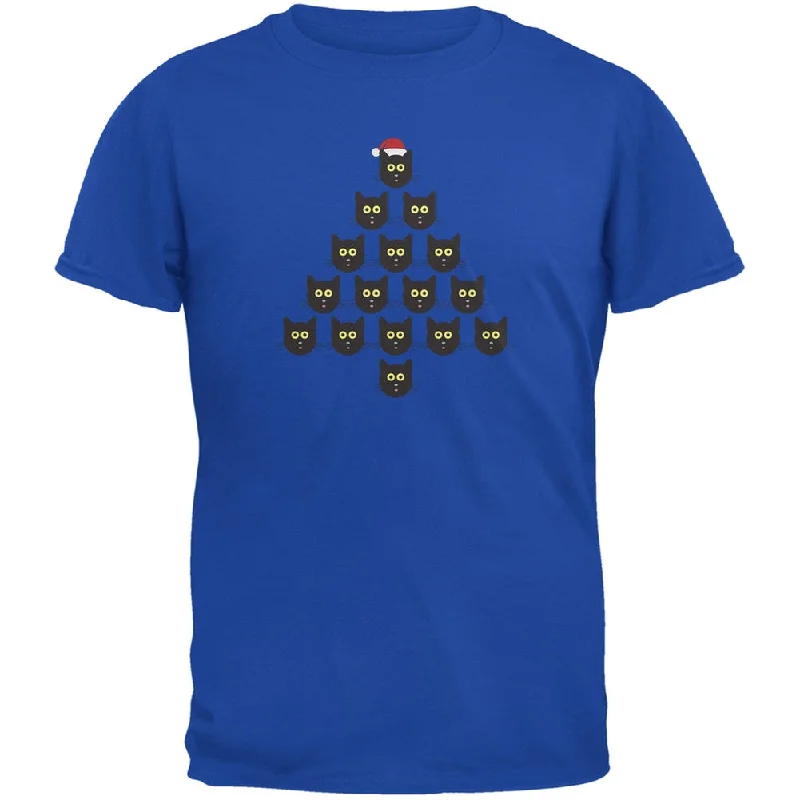 Performance T-ShirtsCat Christmas Blue Tree Adult T-Shirt