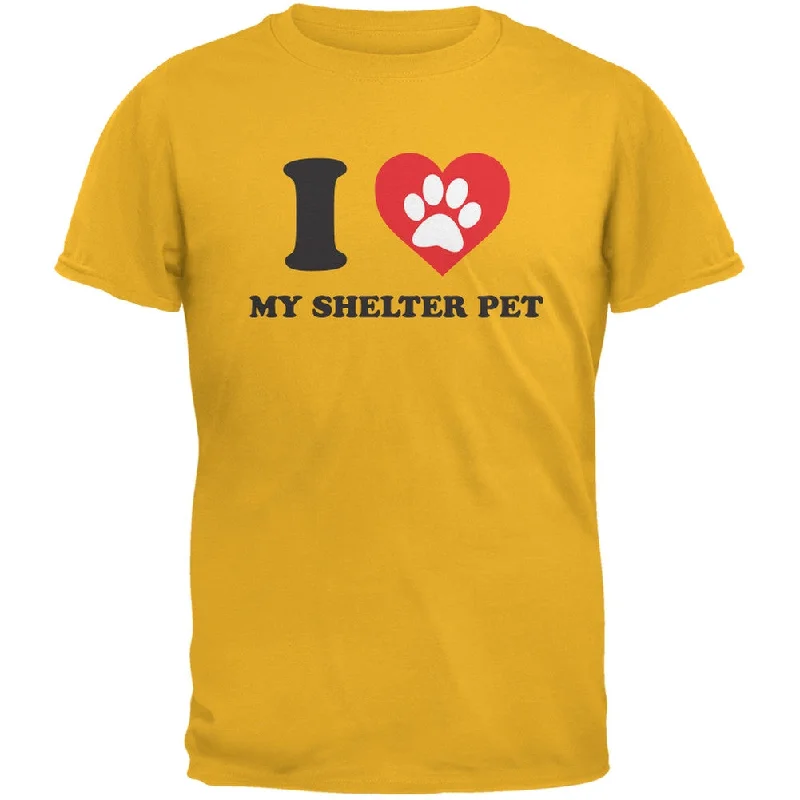 Quick-Dry T-ShirtsI Heart My Shelter Pet Gold Adult T-Shirt