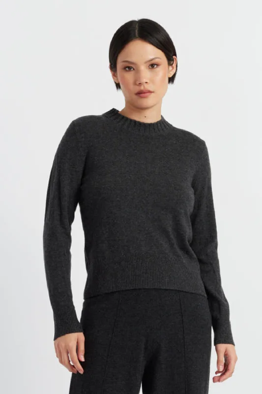 Charcoal Wool-Cashmere Cropped SweaterCroptopnetwork