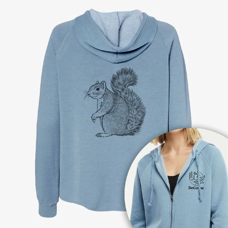 Hooded SweatshirtsEastern Fox Squirrel - Sciurus niger - Women's Cali Wave Zip-Up Sweatshirt