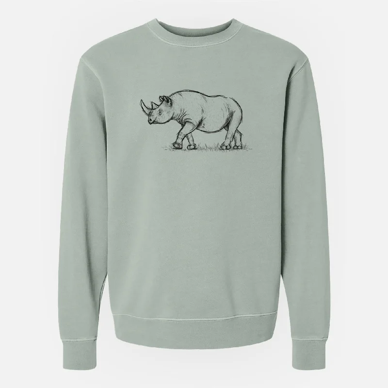 Patchwork SweatshirtsBlack Rhinoceros - Diceros bicornis - Unisex Pigment Dyed Crew Sweatshirt