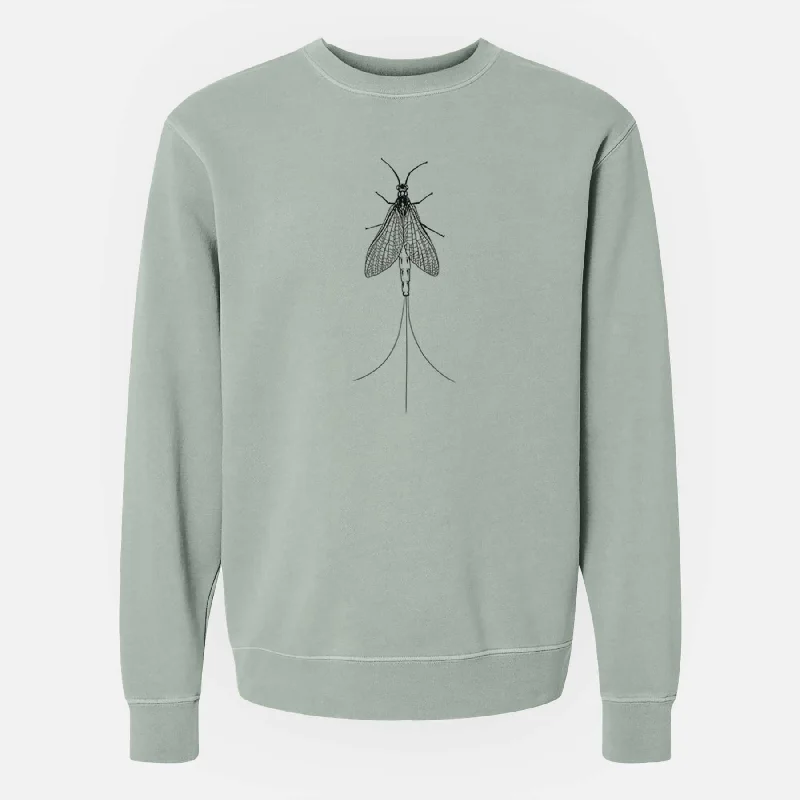 Bamboo Fiber SweatshirtsEphemera Danica - Mayfly - Unisex Pigment Dyed Crew Sweatshirt