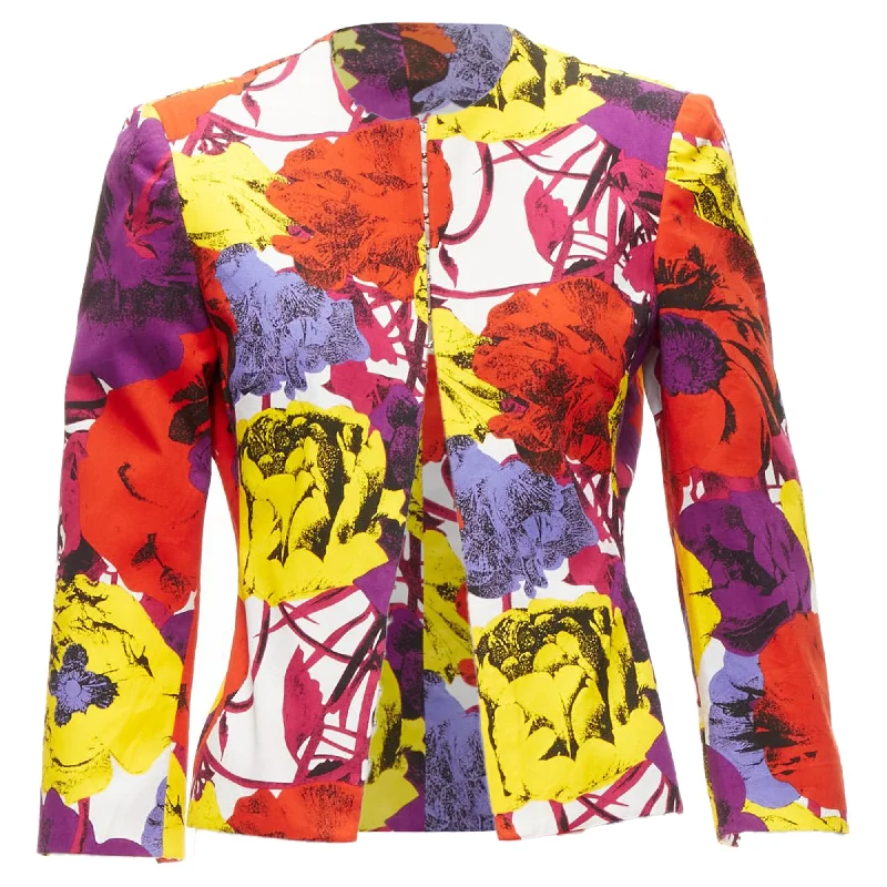 Gianni Versace Pop Art Rose print corseted cropped jacketCroptopstitch