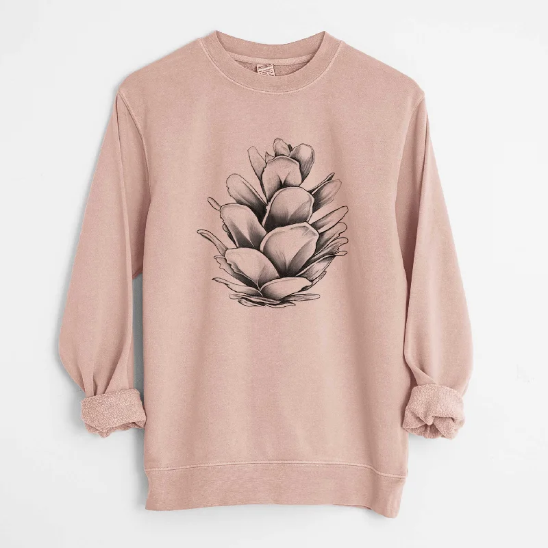 Waterproof HoodiesTsuga heterophylla - Western Hemlock Pine Cone - Unisex Pigment Dyed Crew Sweatshirt