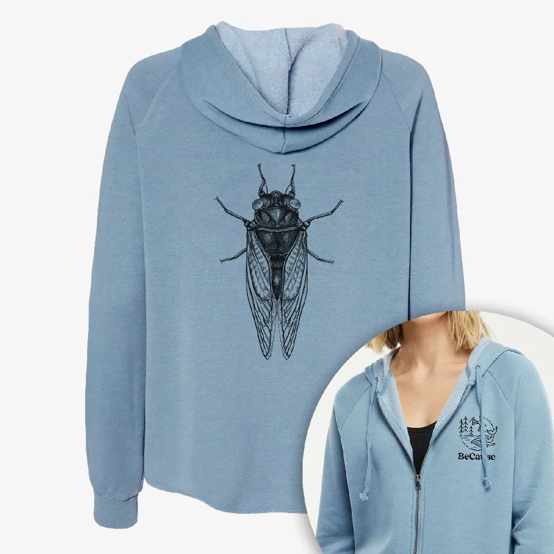 Retro HoodiesPharoh Cicada - Magicicada septendecim - Women's Cali Wave Zip-Up Sweatshirt