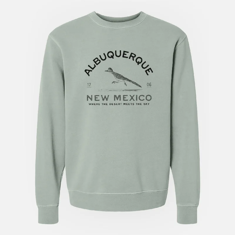 Colorblock HoodiesAlbuquerque New Mexico Roadrunner - Unisex Pigment Dyed Crew Sweatshirt