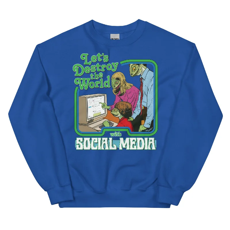 Running SweatshirtsLet’s Destroy the World With Social Media Lizard People Sweatshirt