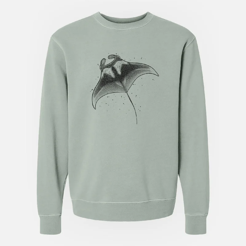 Cycling HoodiesReef Manta Ray - Ꮇonula alfredi - Unisex Pigment Dyed Crew Sweatshirt