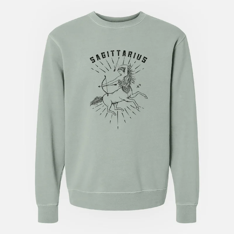 Button-Up SweatshirtsSagittarius - Archer's Spirit - Unisex Pigment Dyed Crew Sweatshirt