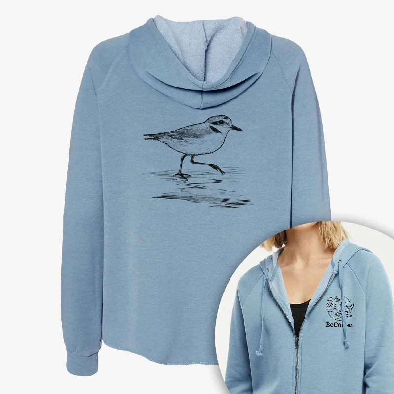 Metallic HoodiesWestern Snowy Plover - Charadrius nivosus nivosus - Women's Cali Wave Zip-Up Sweatshirt