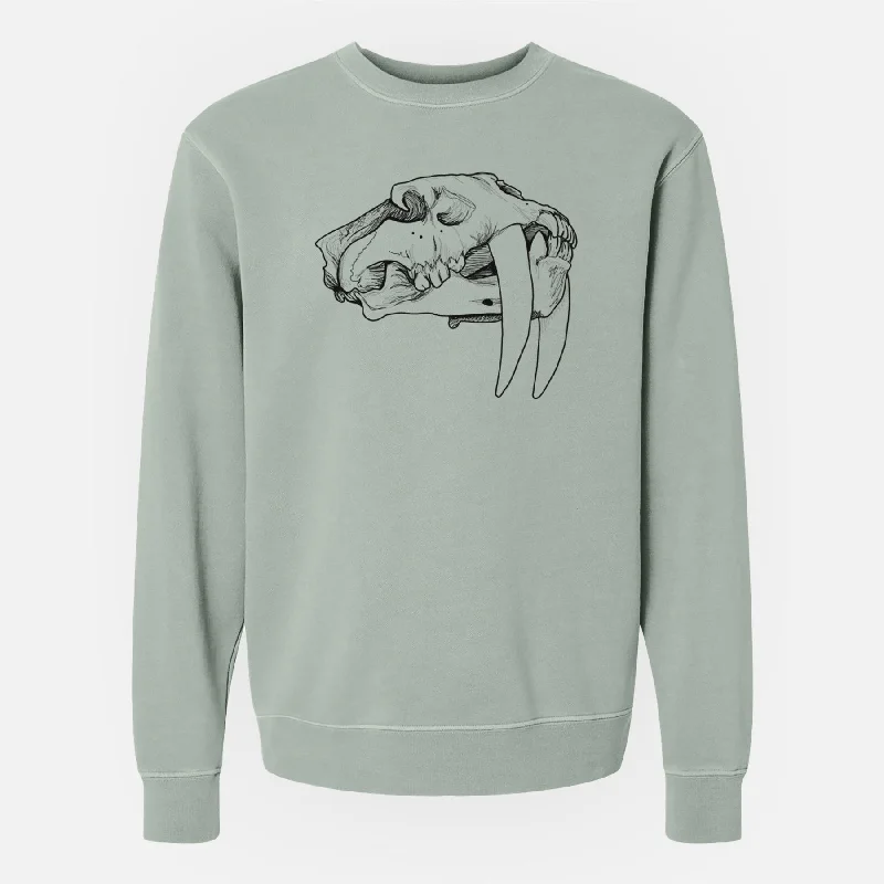 Gym HoodiesSaber-toothed Tiger Skull - Unisex Pigment Dyed Crew Sweatshirt