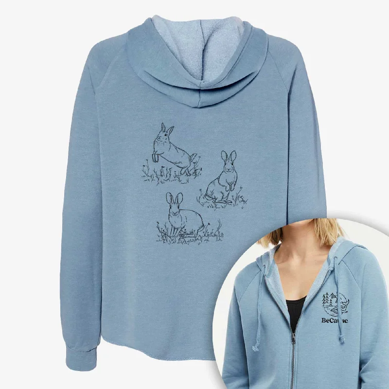 Printed SweatshirtsEastern Cottontail Rabbit Trio - Sylvilagus floridanus - Women's Cali Wave Zip-Up Sweatshirt