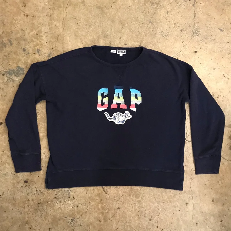 CROP GAP CREWNECK W/TIGER APPLIQUÉ & ORANGE MUCHO PATCHCroptophistory