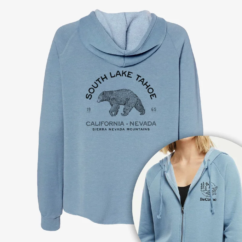 Cotton HoodiesSouth Lake Tahoe Black Bear - Women's Cali Wave Zip-Up Sweatshirt