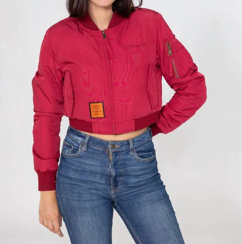 Original Classic Cropped Bomber Jacket In RedCroptopvibe