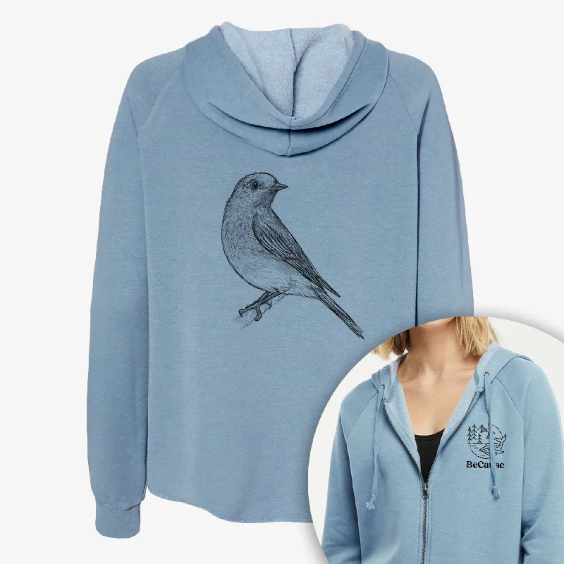 Plush HoodiesEastern Bluebird - Sialia sialis - Women's Cali Wave Zip-Up Sweatshirt