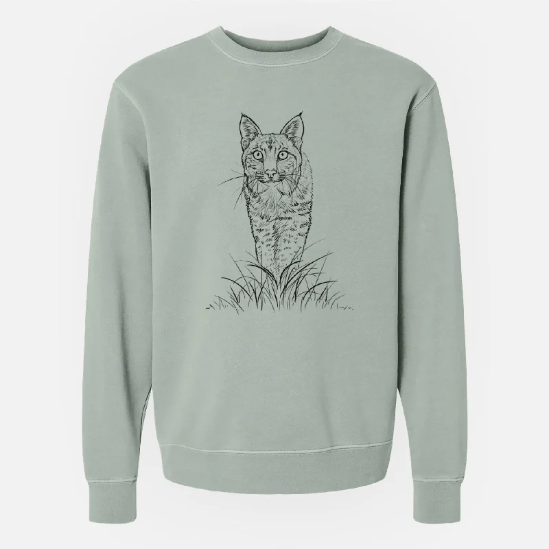 Striped SweatshirtsBobcat - Lynx rufus - Unisex Pigment Dyed Crew Sweatshirt