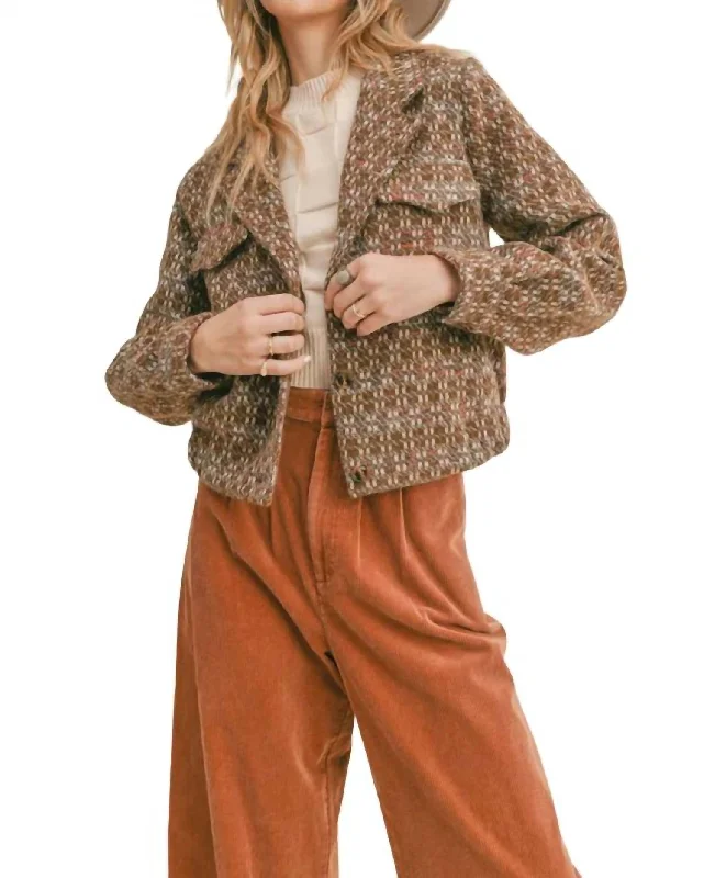 Celeste Crop Jacket In Brown MultiCroptoplifestyle