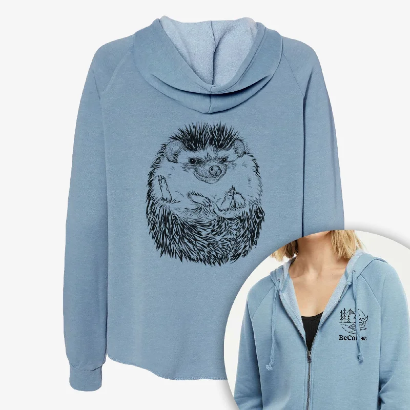 Ruffled SweatshirtsAfrican Pygmy Hedgehog - Atelerix albiventris - Women's Cali Wave Zip-Up Sweatshirt