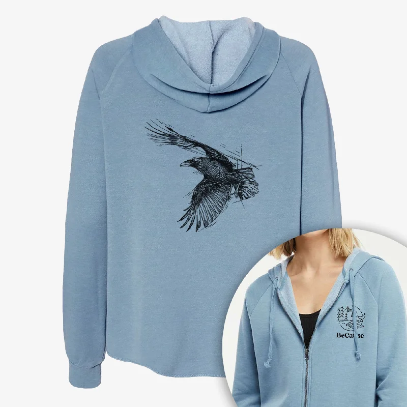 Streetwear HoodiesFlying Raven - Corvus corax - Women's Cali Wave Zip-Up Sweatshirt