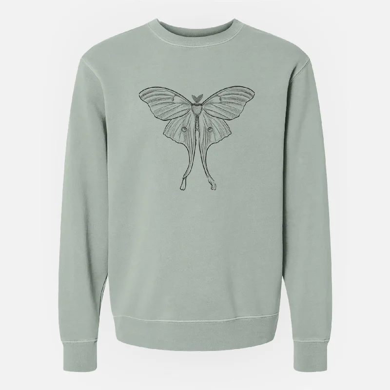 Sherpa-Lined HoodiesLuna Moth - Actias luna - Unisex Pigment Dyed Crew Sweatshirt