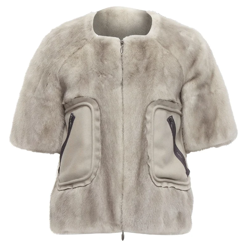 Marni Fur Rounded Short Sleeve Dual Pocket Cropped JacketCroptopcustom