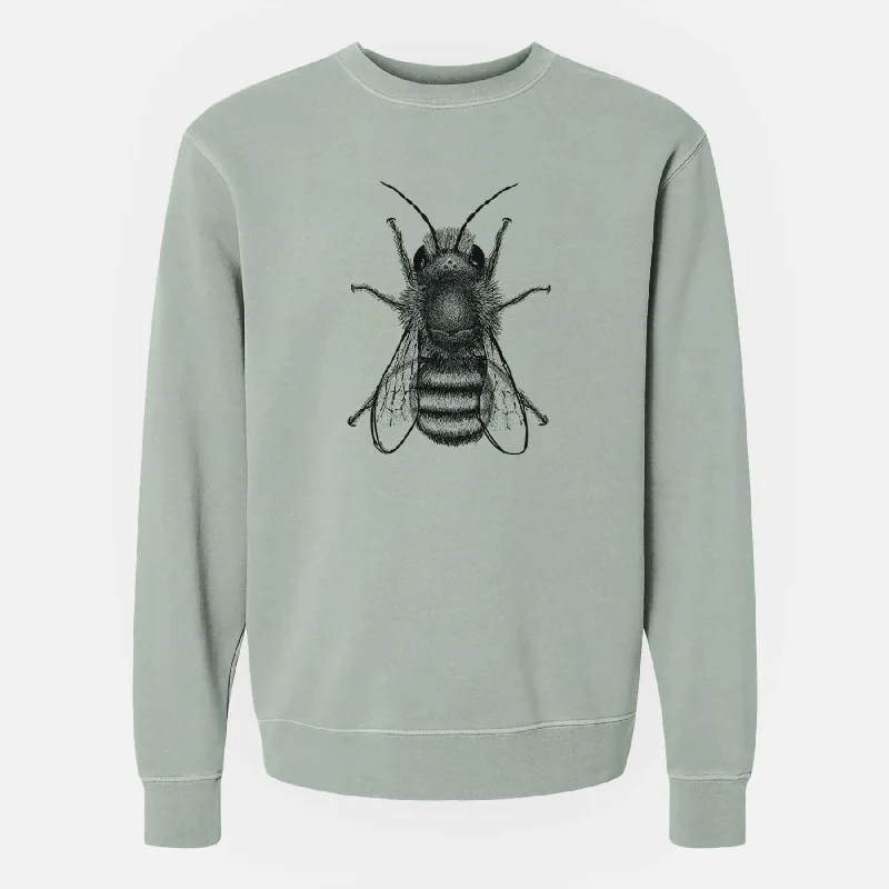 Retro HoodiesOsmia Bicornis - Red Mason Bee - Unisex Pigment Dyed Crew Sweatshirt