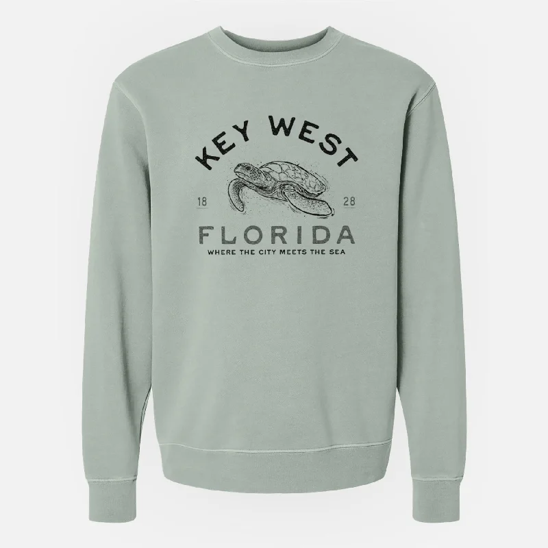 Hooded SweatshirtsKey West Florida Sea Turtle - Unisex Pigment Dyed Crew Sweatshirt