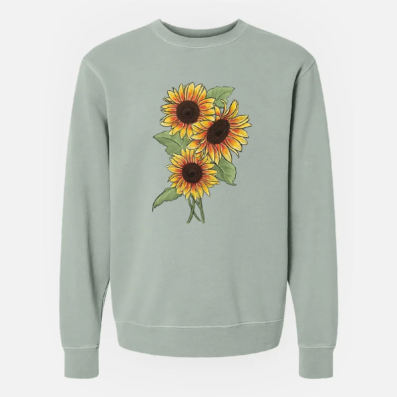 Band Merch SweatshirtsFirecracker Sunflowers - Helianthus annuus - Unisex Pigment Dyed Crew Sweatshirt