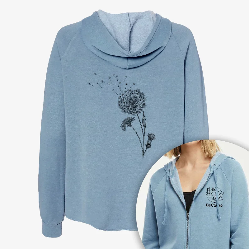 Punk SweatshirtsCommon Dandelion - Taraxacum officinale - Women's Cali Wave Zip-Up Sweatshirt