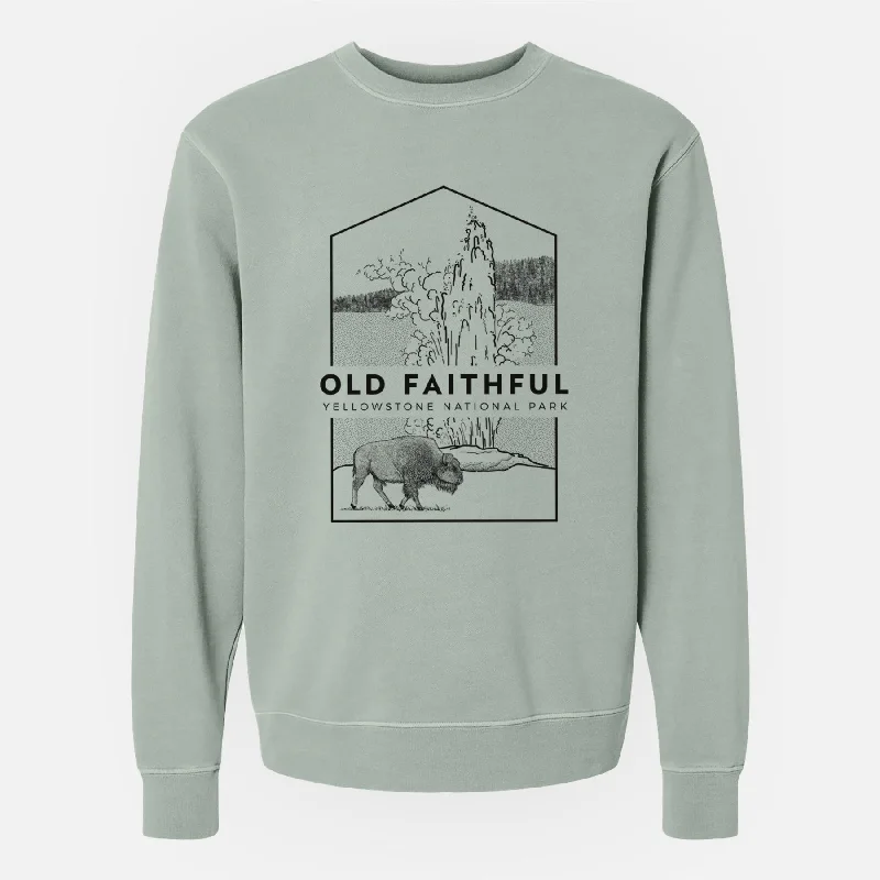 Band Merch SweatshirtsOld Faithful - Yellowstone National Park - Unisex Pigment Dyed Crew Sweatshirt