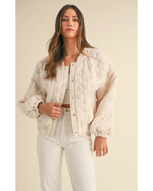 Nash Quilted Bomber Crop Jacket CreamCroptopdata