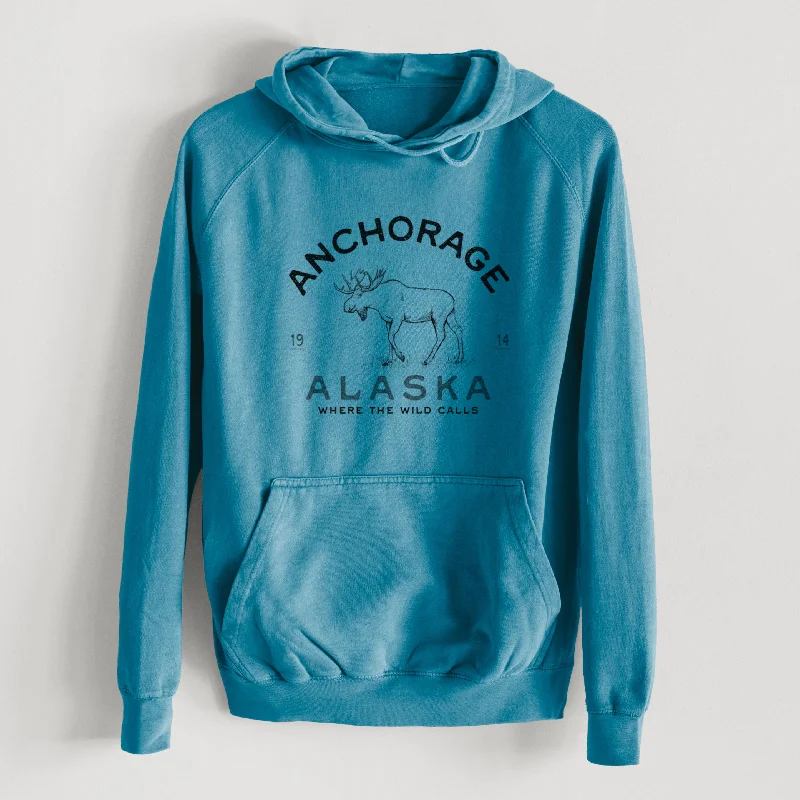 Sleep HoodiesAnchorage Alaska Moose  - Mid-Weight Unisex Vintage 100% Cotton Hoodie