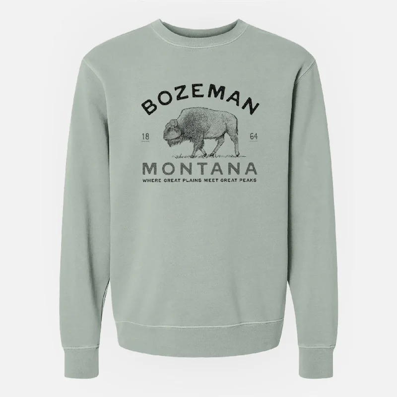 Streetwear HoodiesBozeman Montana Bison - Unisex Pigment Dyed Crew Sweatshirt