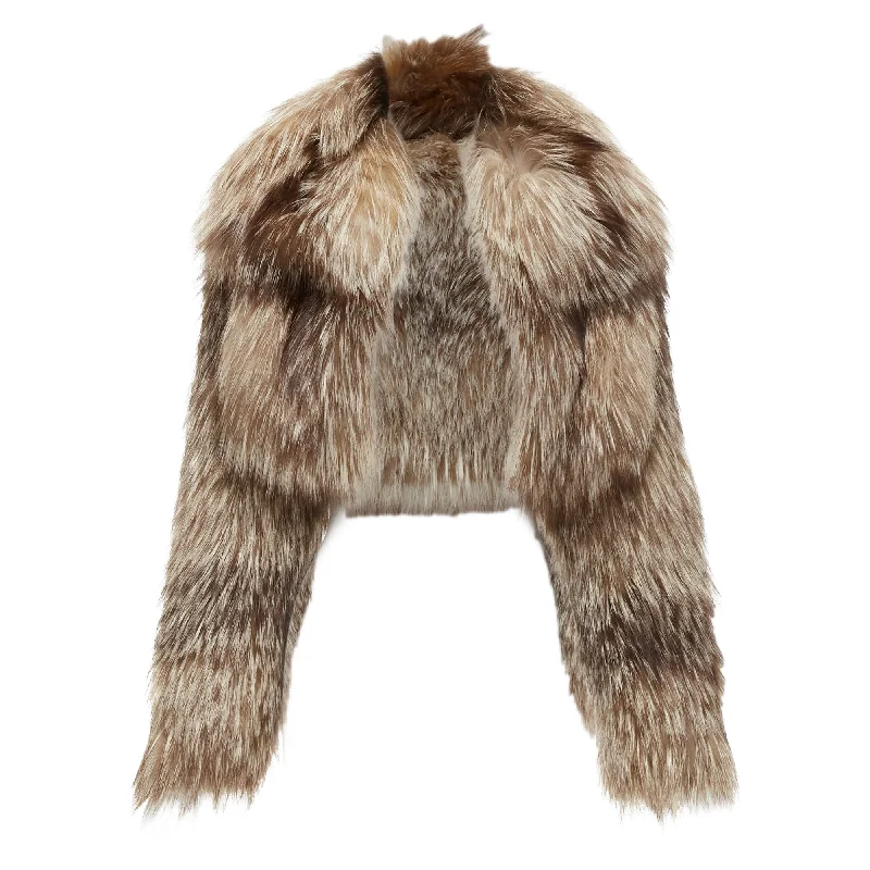 Fendi Fur Long Sleeve Crop Jacket With Detachable CollarCroptopbrand