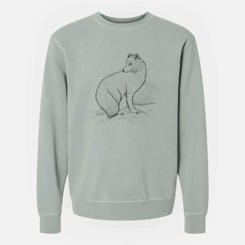 Ruffled SweatshirtsArctic Fox - Vulpes lagopus - Unisex Pigment Dyed Crew Sweatshirt