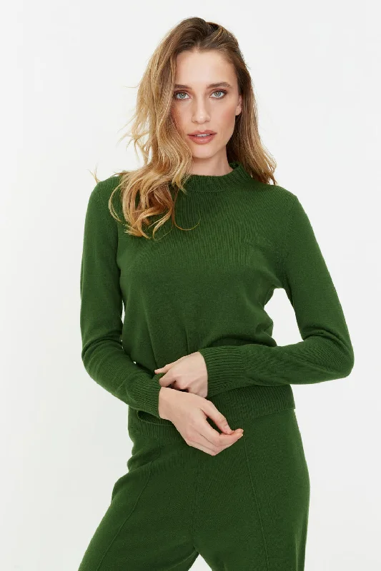 Green Wool-Cashmere Cropped SweaterCroptopgame