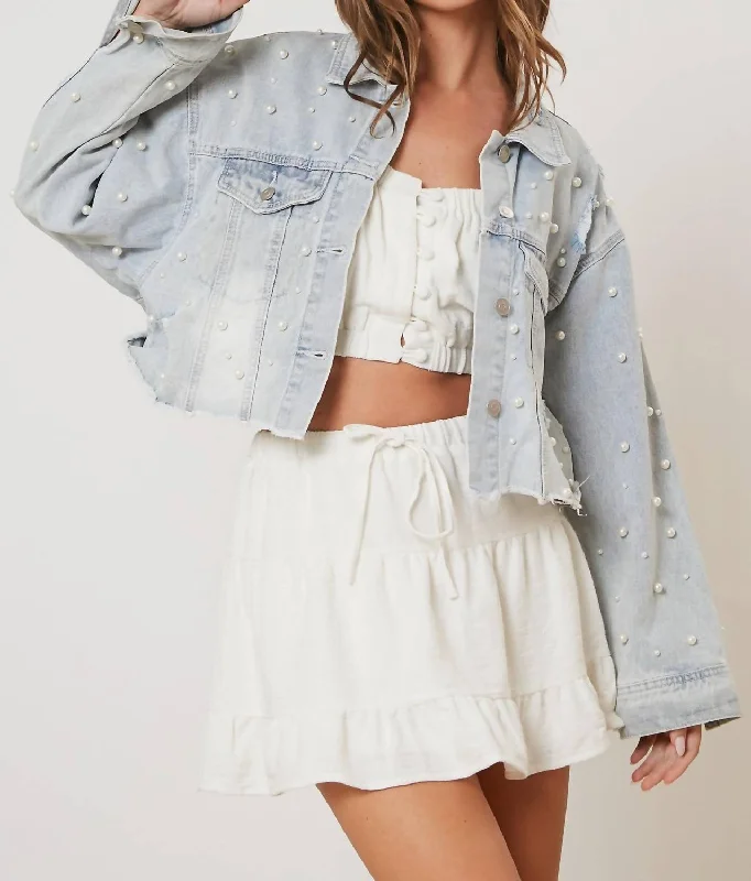 Crop Jean Jacket In BlueCroptopcraft