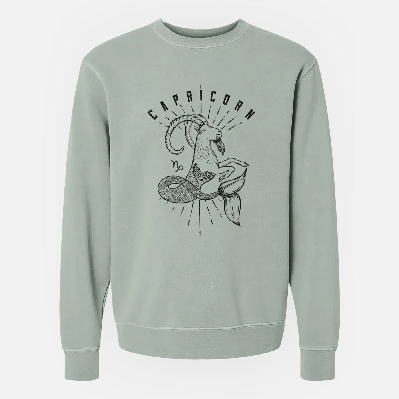 Kangaroo Pocket SweatshirtsCapricorn - Sea Goat - Unisex Pigment Dyed Crew Sweatshirt