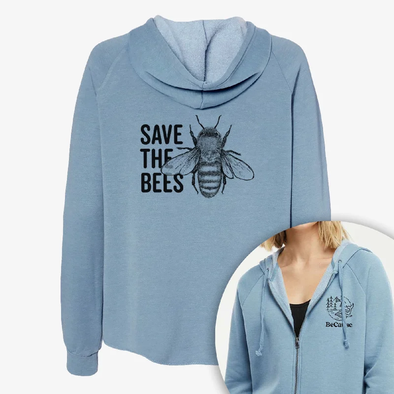 Drawstring HoodiesSave the Bees - Women's Cali Wave Zip-Up Sweatshirt